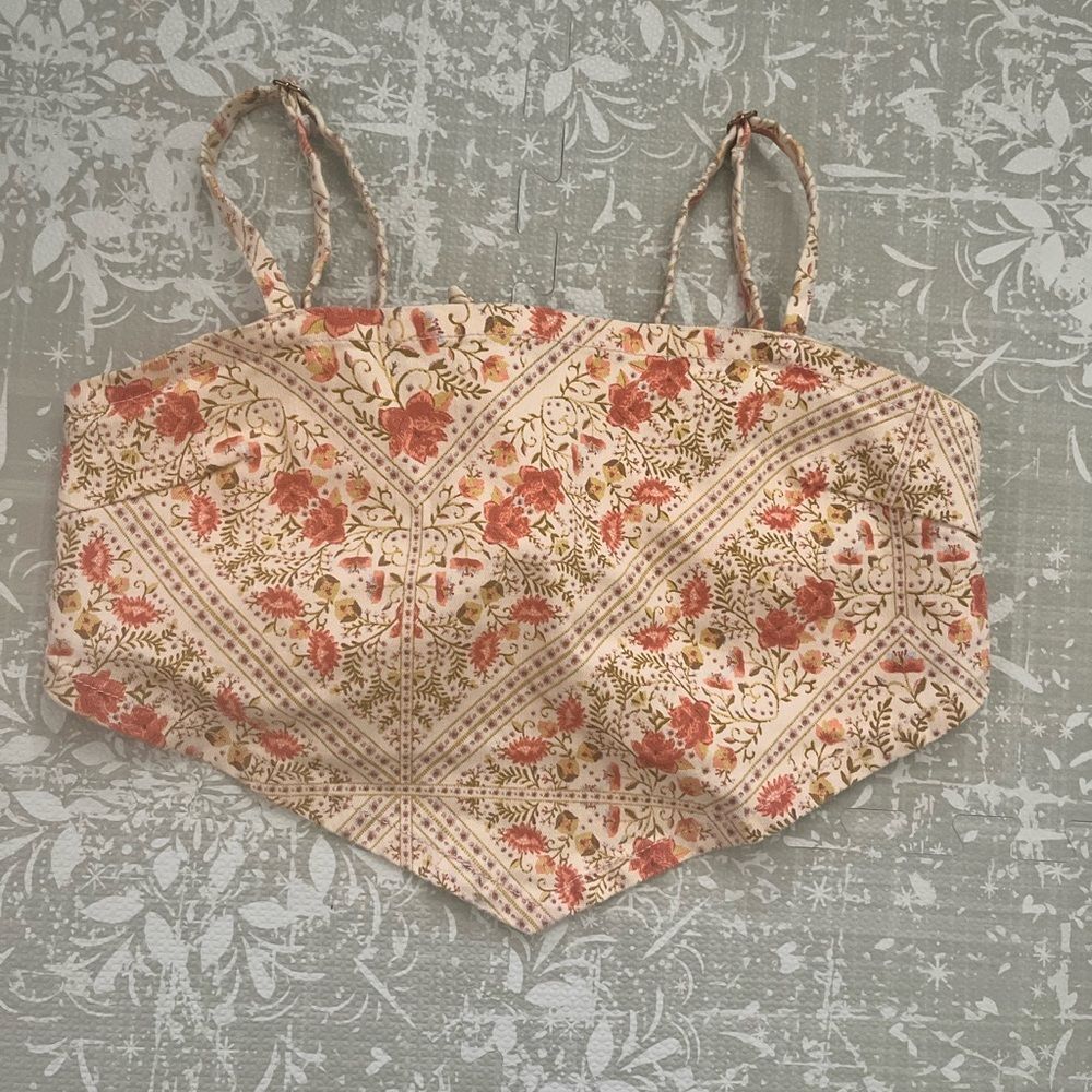 Show Me Your MuMu Floral Bandana Crop Top in Cream and Rust
